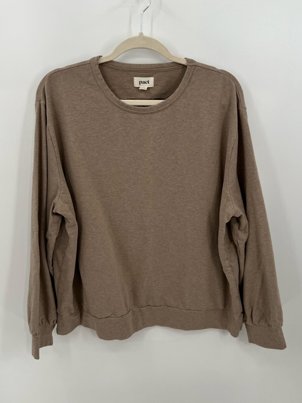 Pact peak a boo crewneck lightweight sweatshirt in Taupe